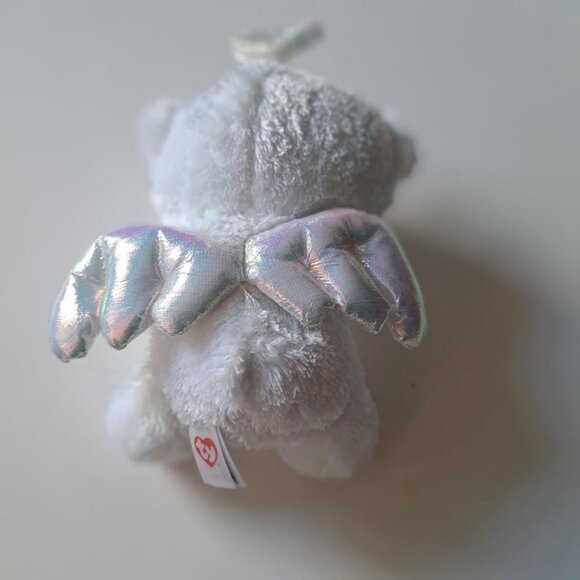 Vintage white Ty Beanie Boo 'Halo' the Angel Bear 6`` *Rare* No Hang Tag blue - Picture 2 of 3